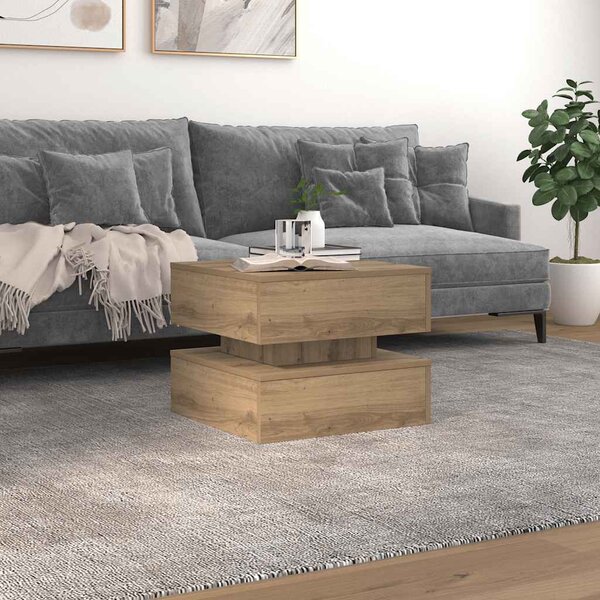 VidaXL Konferenční stolek s LED osvětlením 50 x 50 x 40 cm [839858] Barva: Staré dřevo