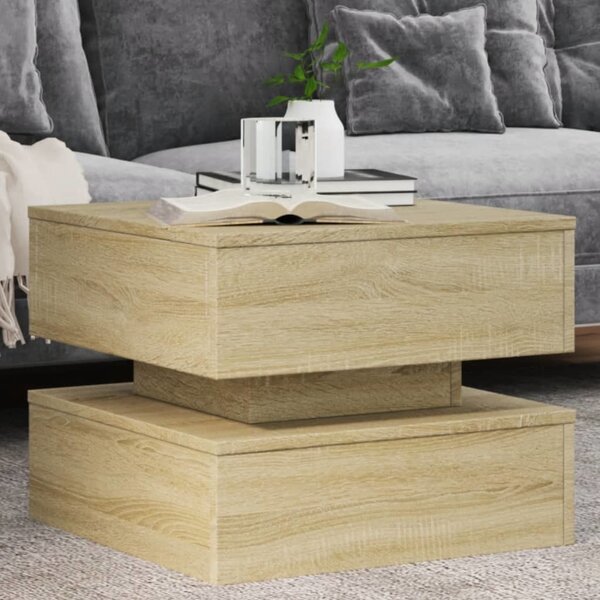 VidaXL Konferenční stolek s LED osvětlením 50 x 50 x 40 cm [839858] Barva: Staré dřevo