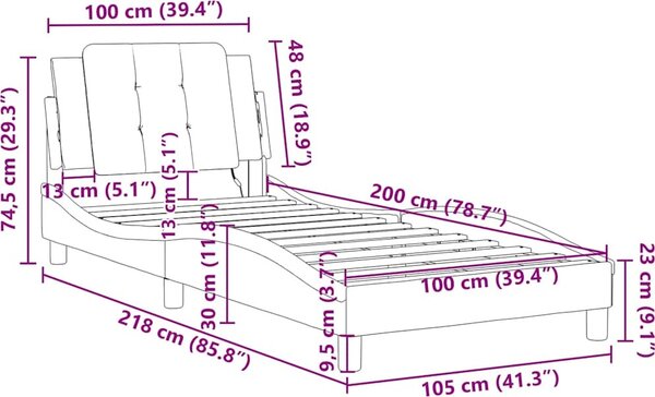 VidaXL Rám postele bez matrace Zadar umělá kůže [3208166] Barva: Černobílý, Velikost: 90 x 200 cm