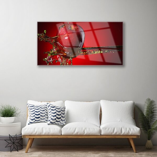 Obraz na skle Jablko Voda Kuchyně 100x50 cm 2 Přívěsky