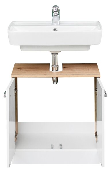 SKŘÍŇKA POD UMYVADLO, bílá, dub artisan, 55/56/33 cm Xora - Koupelnové série