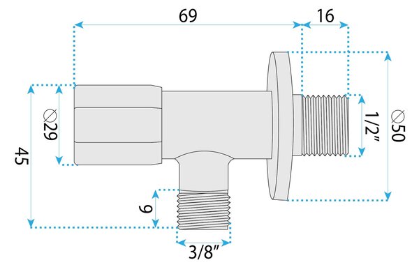 Rea Rea, rohový ventil 1/2" × 3/8", zlatá matná, REA-12010