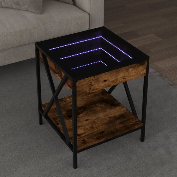 VidaXL Konferenční stolek s Infinity LED, materiál kompozitní dřevo, sklo, kov [847695] Barva: dub sonoma, Velikost: 50 x 50 x 38 cm