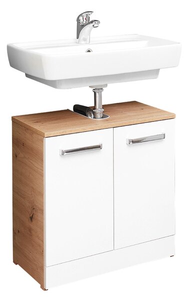 SKŘÍŇKA POD UMYVADLO, bílá, dub artisan, 55/56/33 cm Xora - Koupelnové série