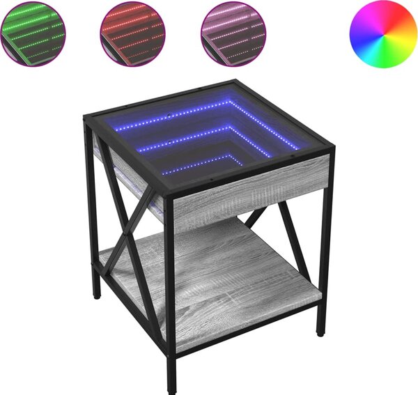 VidaXL Konferenční stolek s Infinity LED, materiál kompozitní dřevo, sklo, kov [847695] Barva: dub sonoma, Velikost: 50 x 50 x 38 cm