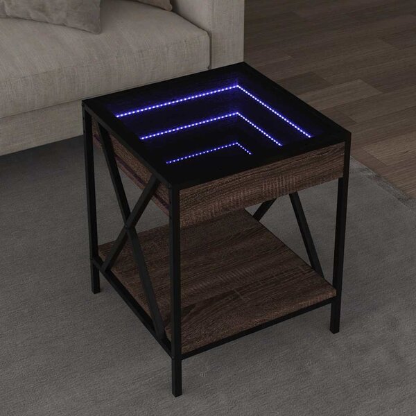 VidaXL Konferenční stolek s Infinity LED, materiál kompozitní dřevo, sklo, kov [847695] Barva: dub sonoma, Velikost: 50 x 50 x 38 cm