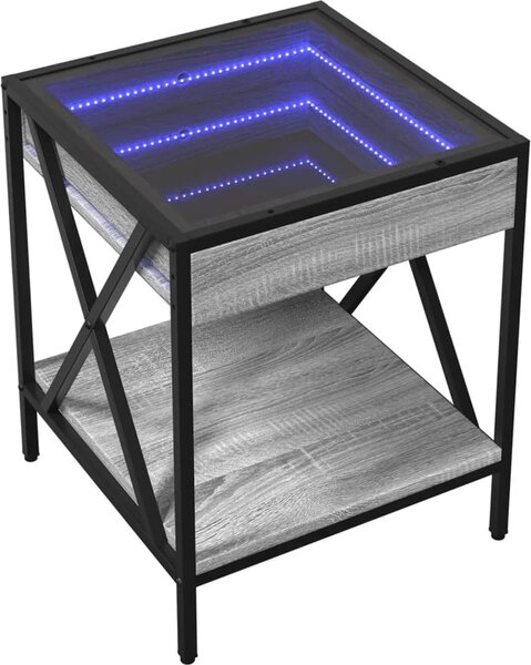VidaXL Konferenční stolek s Infinity LED, materiál kompozitní dřevo, sklo, kov [847695] Barva: dub sonoma, Velikost: 50 x 50 x 38 cm