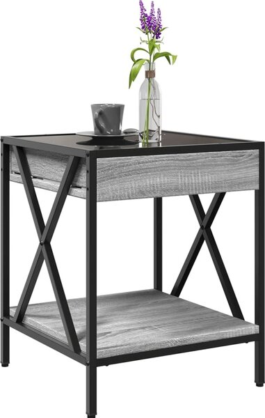 VidaXL Konferenční stolek s Infinity LED, materiál kompozitní dřevo, sklo, kov [847695] Barva: dub sonoma, Velikost: 50 x 50 x 38 cm