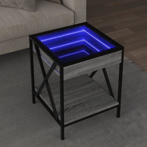 VidaXL Konferenční stolek s Infinity LED, materiál kompozitní dřevo, sklo, kov [847695] Barva: dub sonoma, Velikost: 50 x 50 x 38 cm