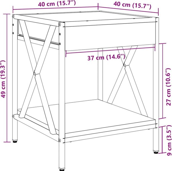 VidaXL Konferenční stolek s Infinity LED, materiál kompozitní dřevo, sklo, kov [847695] Barva: dub sonoma, Velikost: 50 x 50 x 38 cm