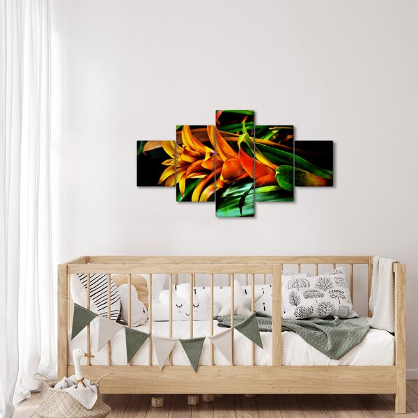 Obraz oranžové kytice (125x70 cm)