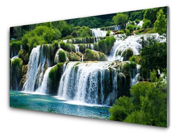 Obraz na skle Vodopád Příroda 140x70 cm
