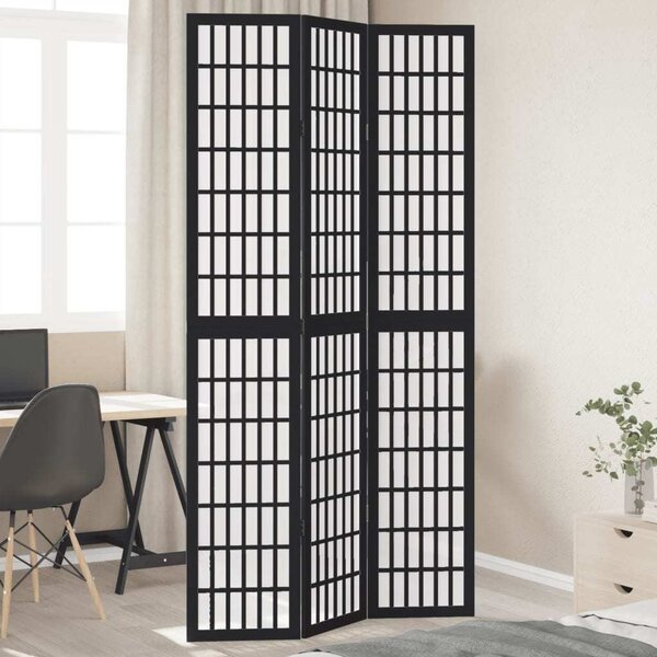 VidaXL Paraván 3dílný černý masivní dřevo pavlovnie [358766] Velikost: 40 x 180 cm