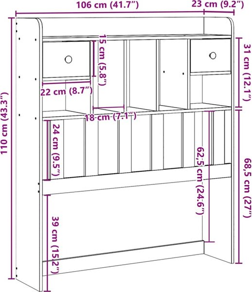 VidaXL Čelo postele s úložným prostorem masivní borovice [855520] Barva: Bílá, Velikost: 160 cm