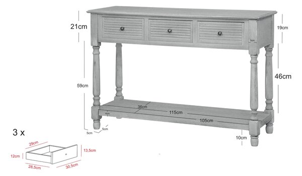 LivinHill Konzolový stolek Livorno 120 cm béžový