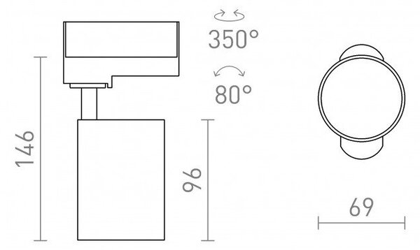 CONNOR pro tříokr. lištu bílá/černá 230V LED GU10 10W - RED - DESIGN RENDL