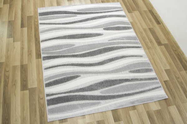 Šňůrkový koberec Stella D408A šedý / stříbrný / krémový