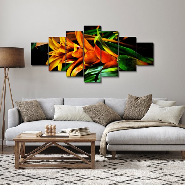 Obraz oranžové kytice (210x100 cm)