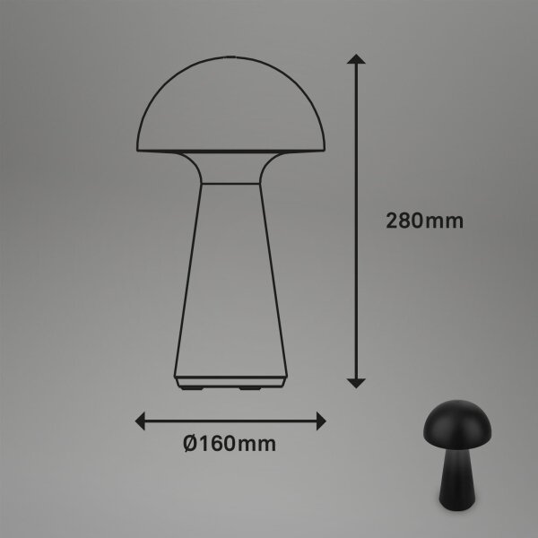Briloner - LED Stm nab dotyk venkovní stolní lampa LED/2,6W/5V 3000K IP44 černá