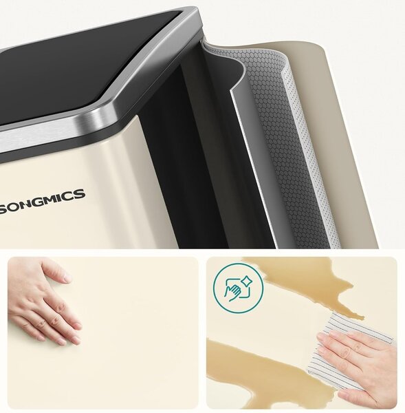 SONGMICS Odpadkový koš Flace 3x18 l béžový/černý