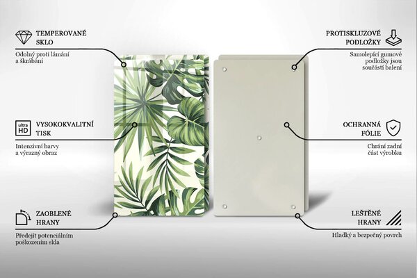 Sklo za varnou desku Ilustrace monstera listy