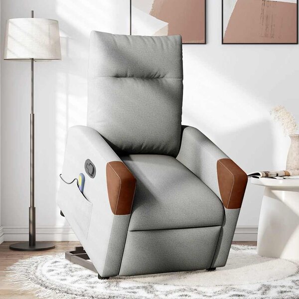 VidaXL Zvedací masážní polohovací křeslo textil, rozměry ve vzpřímené poloze 69 x 86 x 100 cm [3324014] Barva: Tmavě šedá