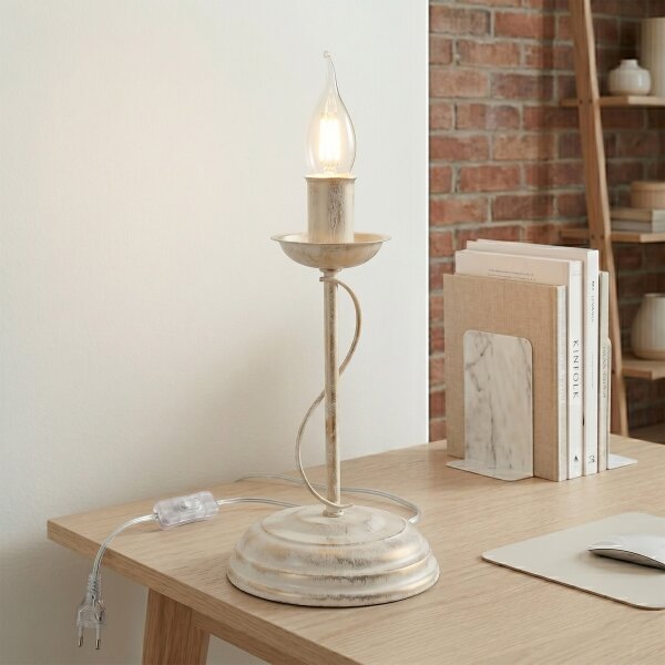 Stolní lampa ANTON 1xE14/60W/230V bílá patina