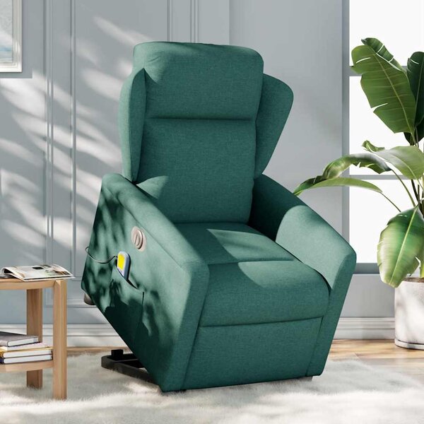 VidaXL Elektrické zvedací masážní polohovací křeslo textil, rozměry ve vzpřímené poloze 78 x 95 x 100 cm [3303164] Barva: Tmavě šedá