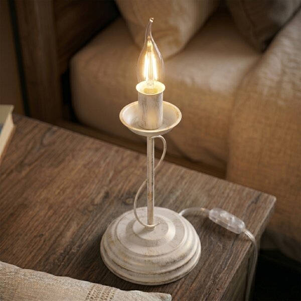 Stolní lampa ANTON 1xE14/60W/230V bílá patina