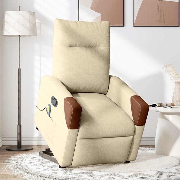 VidaXL Zvedací masážní polohovací křeslo textil, rozměry ve vzpřímené poloze 69 x 86 x 100 cm [3324014] Barva: Tmavě šedá