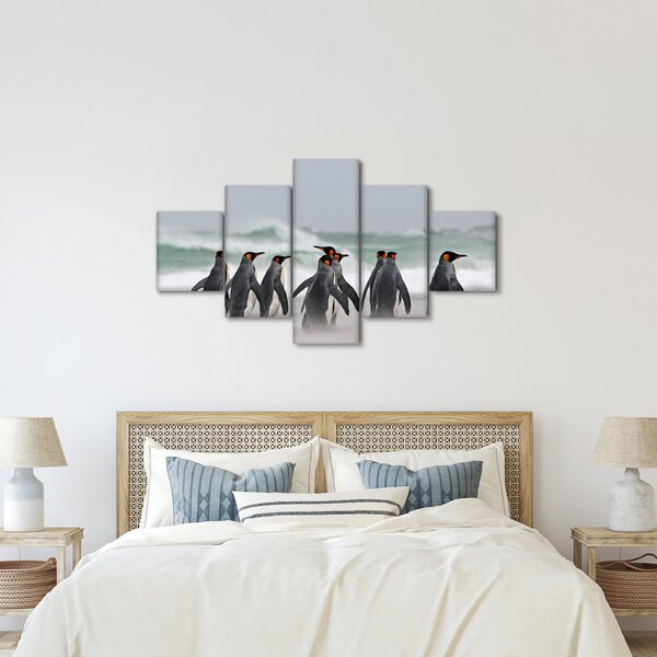 Obraz tučňáků u oceánu (125x70 cm)