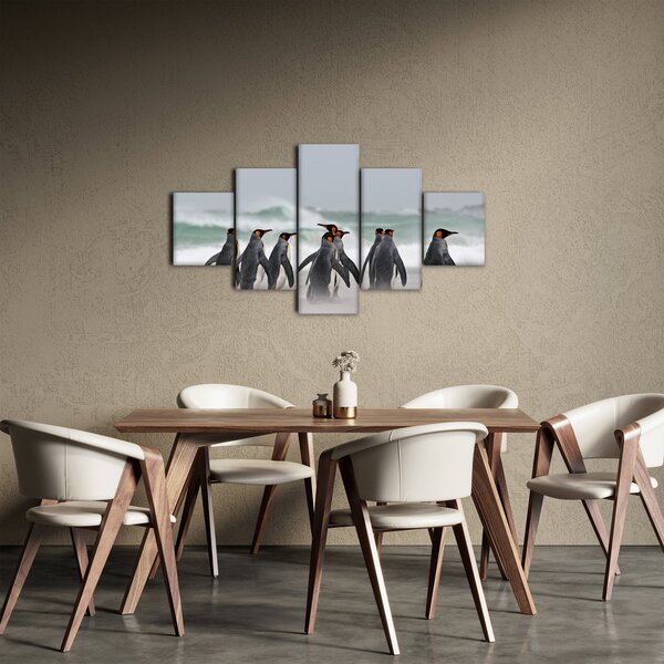 Obraz tučňáků u oceánu (125x70 cm)