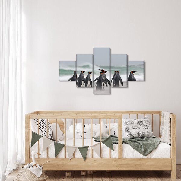 Obraz tučňáků u oceánu (125x70 cm)