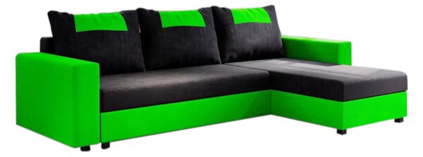 Rohová rozkládací sedačka COOPER, 232x144, černá/zelená, rainbow04/U062