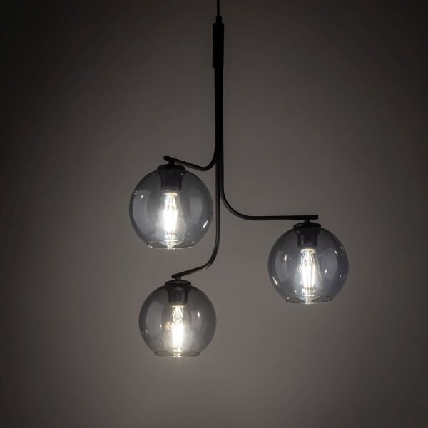 Lustr na lanku CESAR 3xE27/15W/230V černá/kouřová šedá