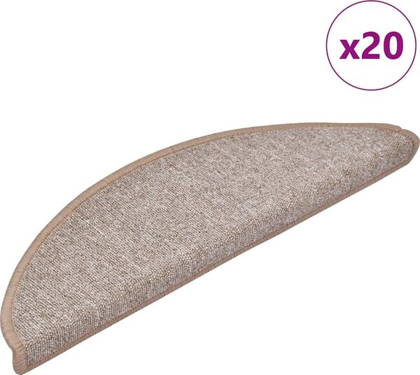 VidaXL Schodové rohože 20 ks , půlkulaté, velké [3365785] Barva: kávová hnědá, Velikost: 65 x 24 x 4 cm