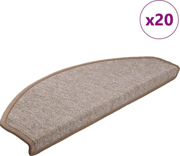 VidaXL Schodové rohože 20 ks , půlkulaté, velké [3365785] Barva: kávová hnědá, Velikost: 65 x 24 x 4 cm