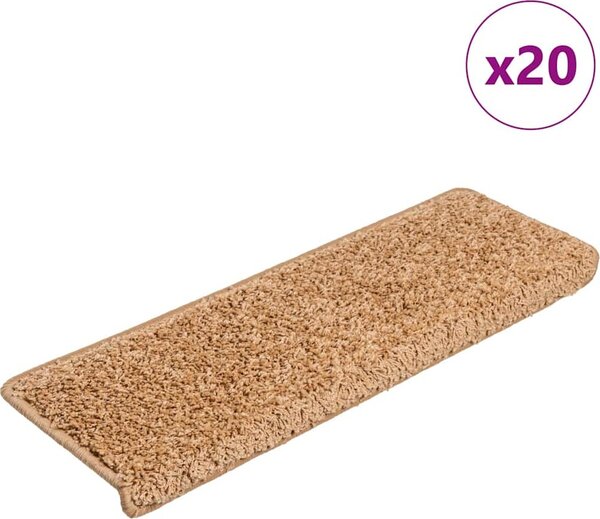 VidaXL Schodové rohože 20 ks 65 x 21 x 4 cm s obdélníkovým okrajem [3365857] Barva: krémová