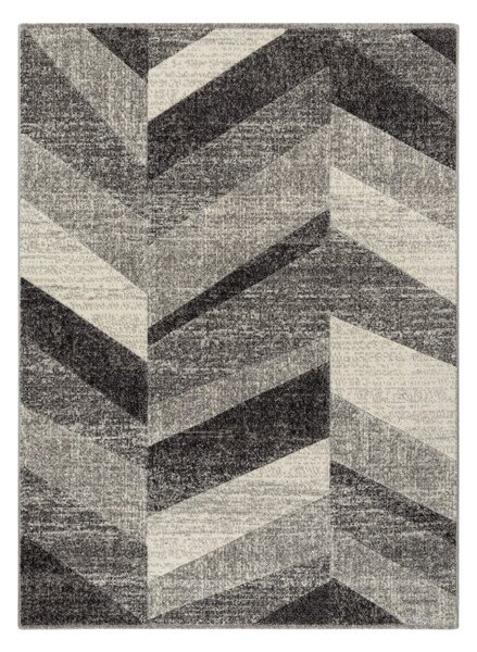 Koberec FEEL 5673/16811 HERRINGBONE černý / šedý / krémový