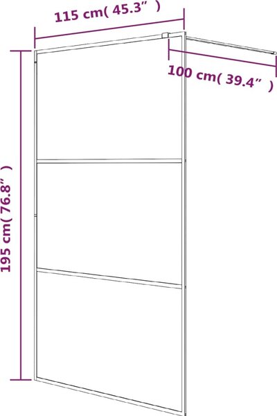 VidaXL Sprchová zástěna walk-in mléčné ESG sklo [152113] Barva: Černá, Velikost: 80 x 195 cm