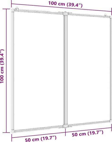 VidaXL Magnetická tabule rozkládací hliník, počet panelů 2 [4005354] Velikost: 120 x 60 x 1.7 cm