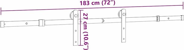 VidaXL Sada příslušenství pro posuvné dveře ocelová černá, maximální nosnost 100 kg [4009712] Velikost: 213.5 cm