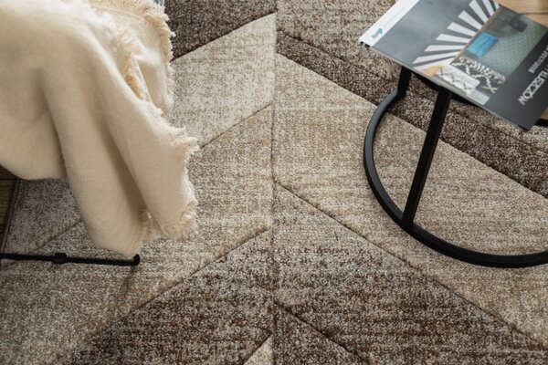 Koberec FEEL 5673/15055 HERRINGBONE béžový / hnědý / krémový