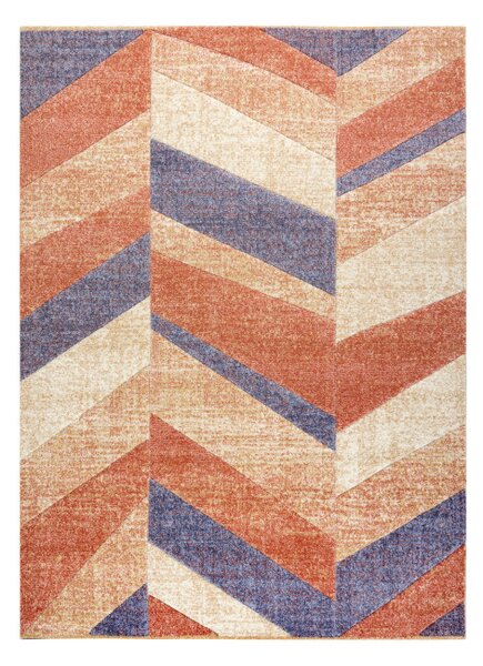 Koberec FEEL 5673/17931 HERRINGBONE béžový / terakota / fialový