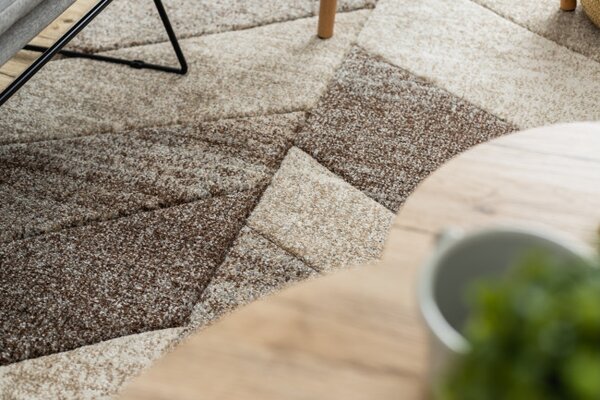 Koberec FEEL 5673/15055 HERRINGBONE béžový / hnědý / krémový