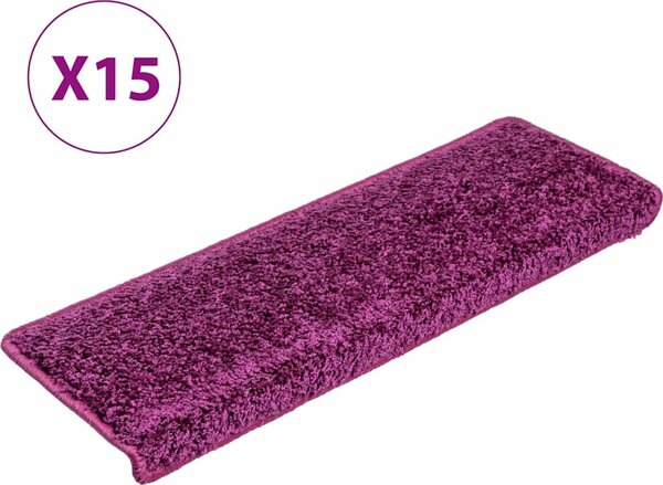 VidaXL Schodové rohože 15 ks 65 x 21 x 4 cm s obdélníkovým okrajem [134577] Barva: Bílá