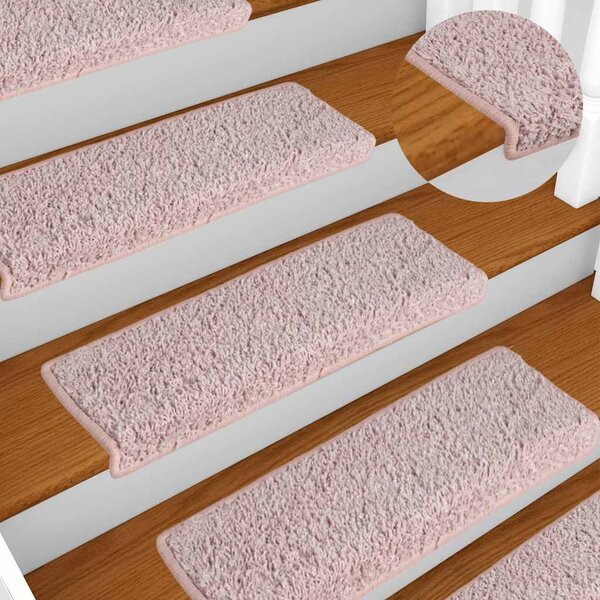 VidaXL Schodové rohože 15 ks 65 x 21 x 4 cm s obdélníkovým okrajem [134577] Barva: Bílá