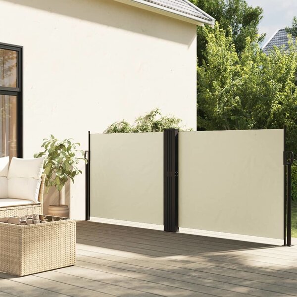 VidaXL Zatahovací boční markýza [4004614] Barva: krémová, Velikost: 200 x 1000 cm
