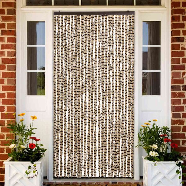 VidaXL Záclona proti hmyzu Chenille [284281] Barva: béžová a hnědá, Velikost: 90 x 200 cm