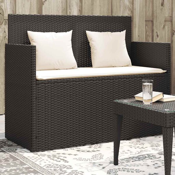VidaXL Zahradní lavice s poduškami polyratan, rozměry 120 x 50 x 90,5 cm [365763] Barva: Hnědá